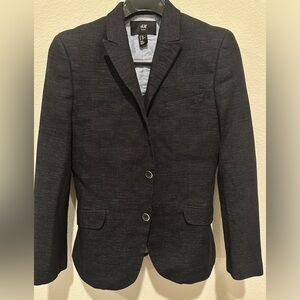 H&M slim fit black textured suit Jacket 36R pants 30x30